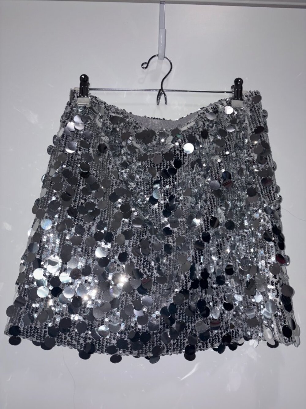 Silver Sequins Mini Skirt